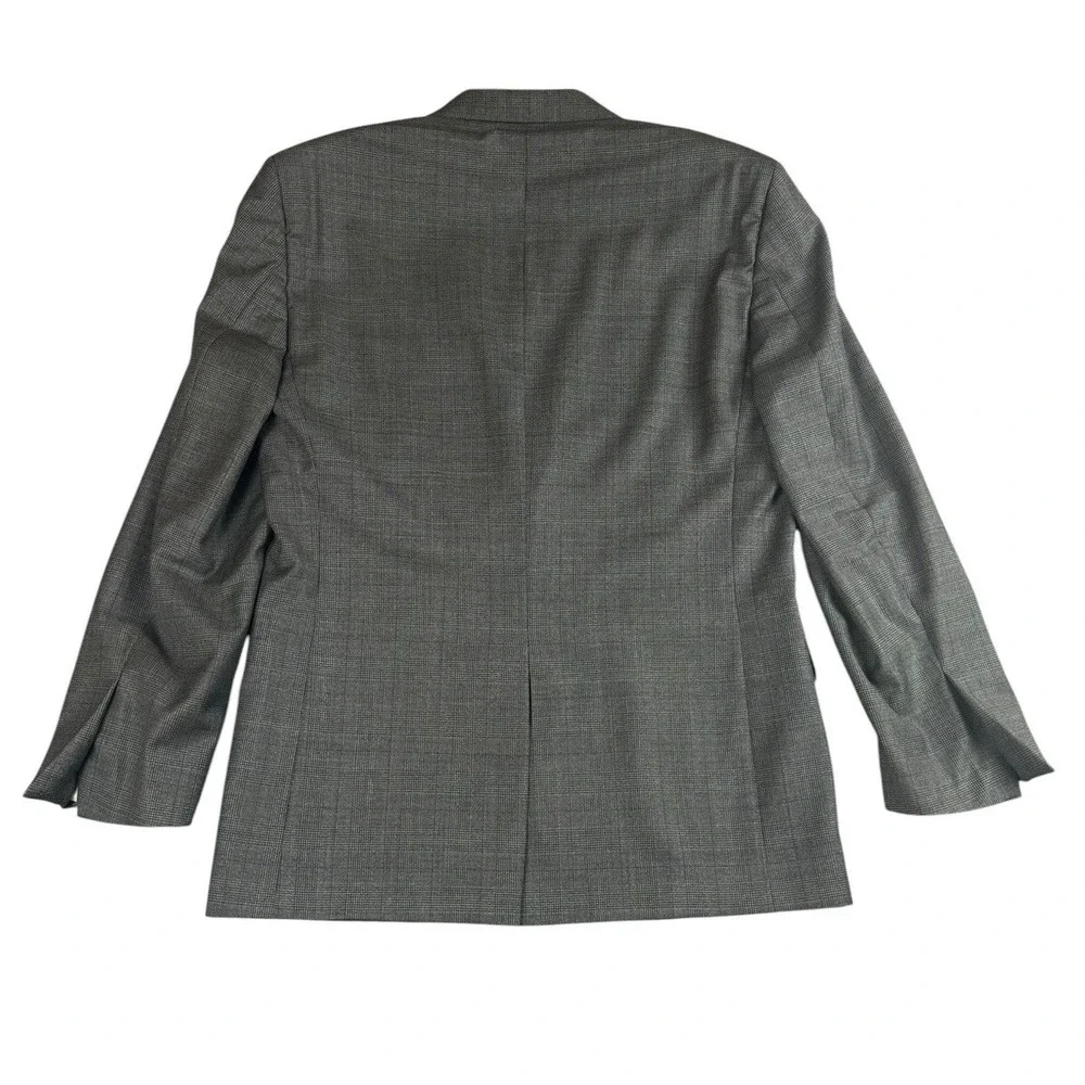 JOS. A. BANK 43L Gray Glen Plaid 100% Wool Suit Jacket Burgundy Windowpane